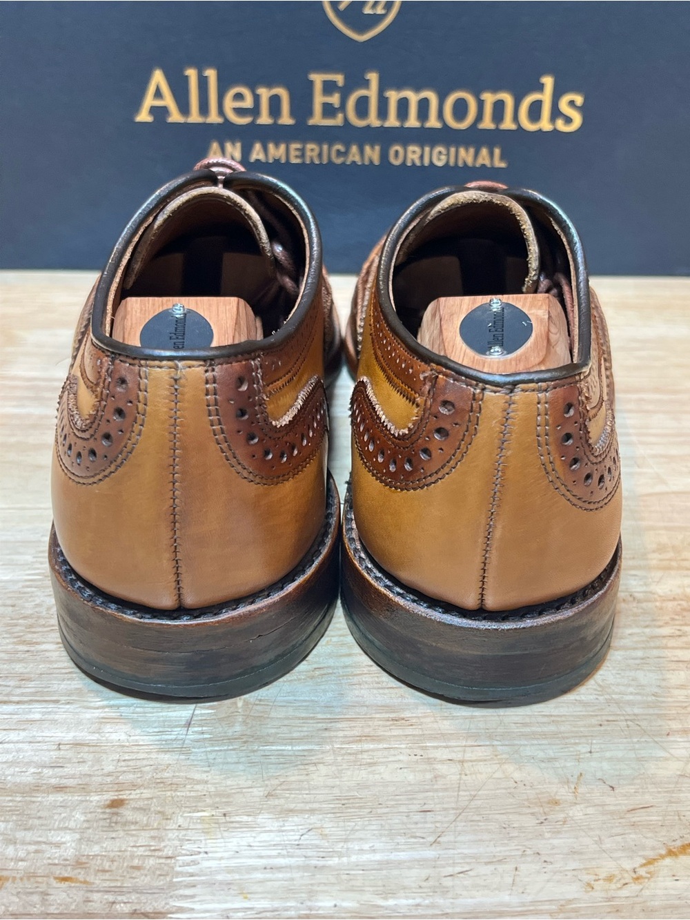 Allen Edmonds Two-Tone Brown Wingtip Oxfords - Picture 9 of 16